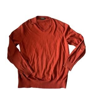 Eddie Bauer | Cotton-Cashmere Burnt Orange V-Neck Sweater | Size XL Tall